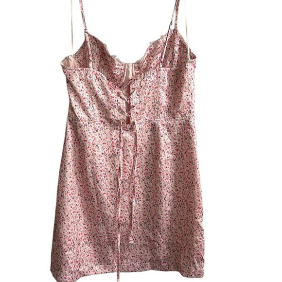 COTTON CANDY LA Pink Floral Satin Slip Mini Dress US M - Picture 3 of 7